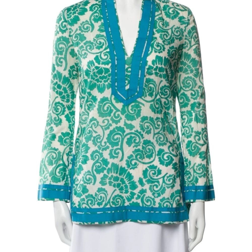 Tory Burch Green and White Floral Coverup